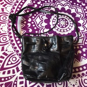 Black Crossbody Bucket Bag